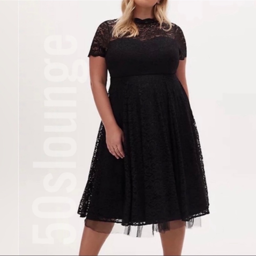 Torrid Black Lace & Tulle Midi Dress Size 14